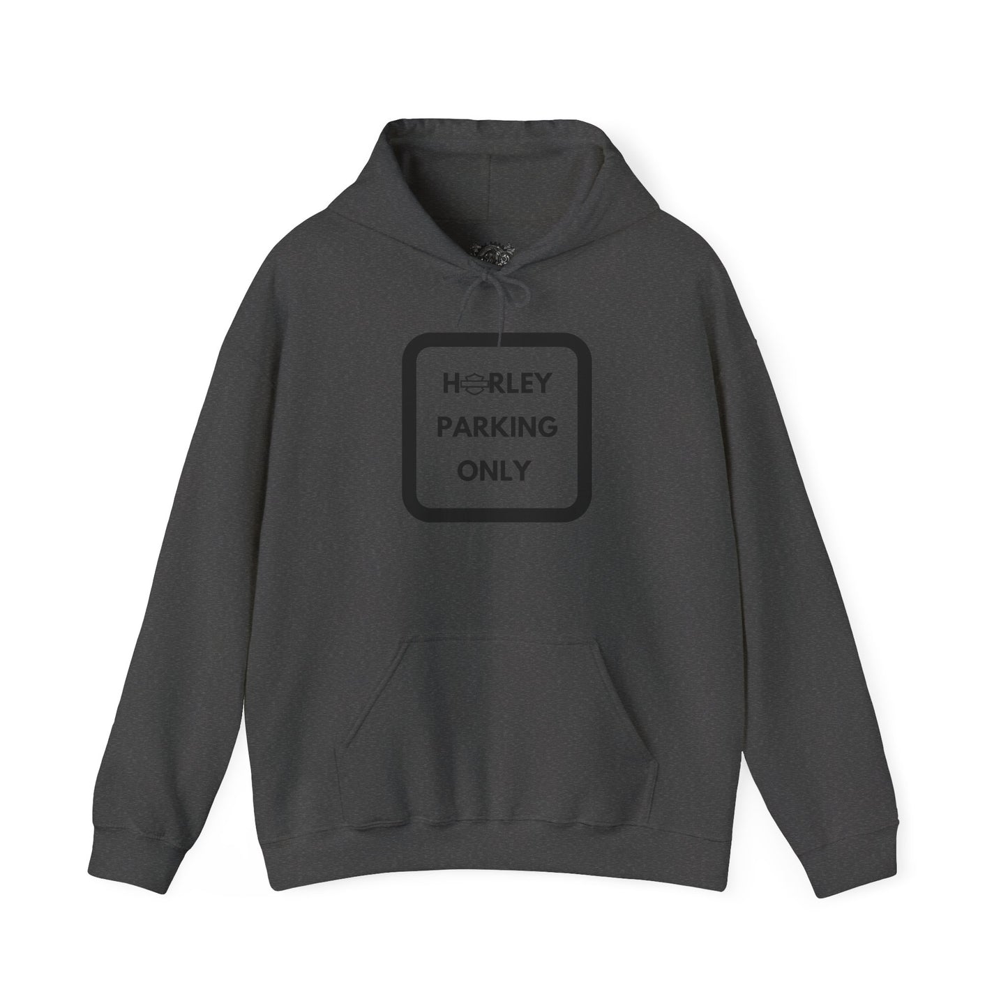 Biker Hoodie: Black Harley Parking Only w/Black Lettering