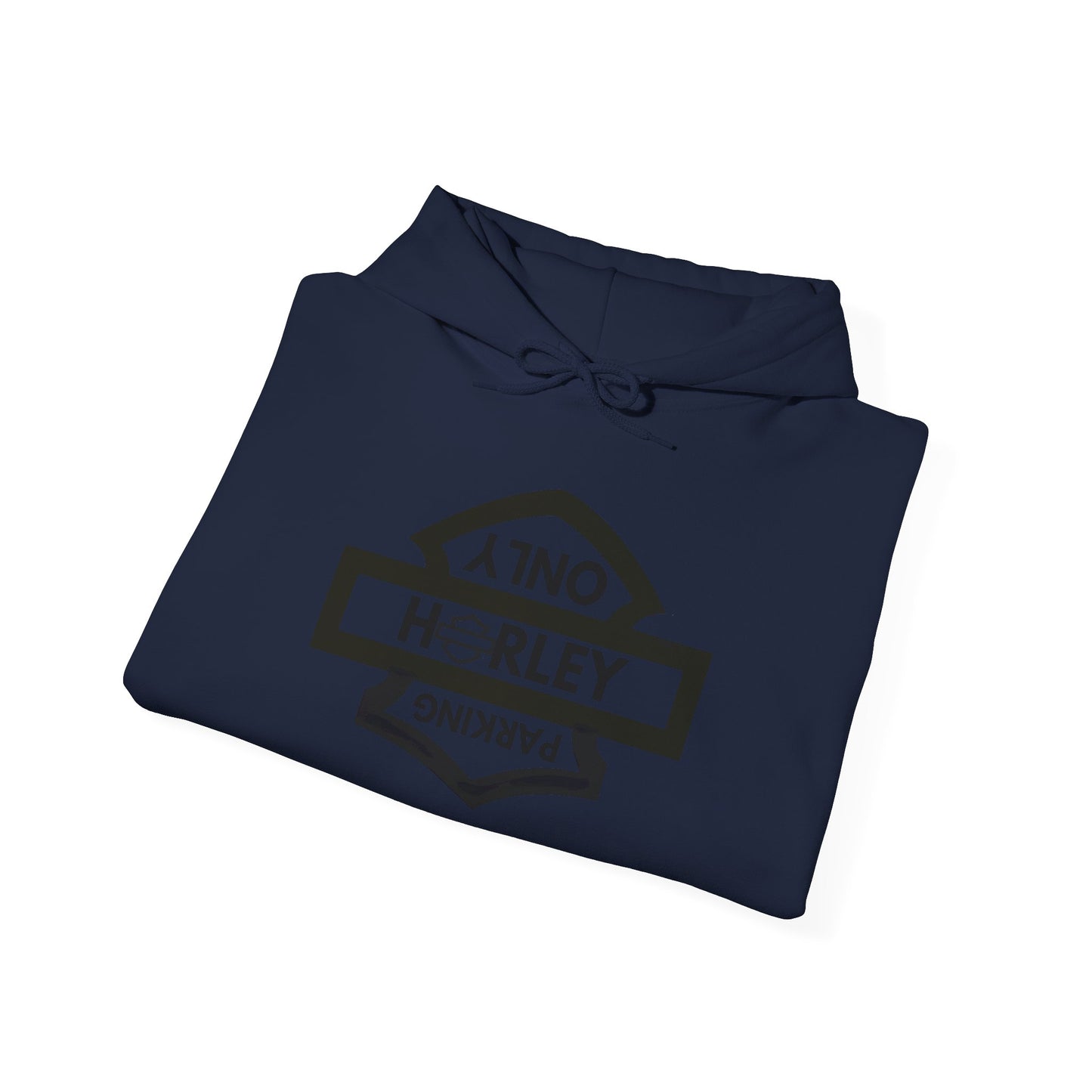 Biker Hoodie: Black Harley Parking Only Upside Down w/Black Lettering