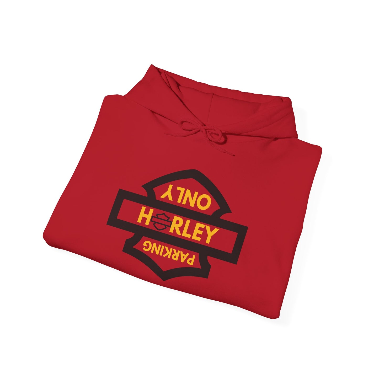 Biker Hoodie: Black Harley Parking Only Upside Down w/Gold Lettering