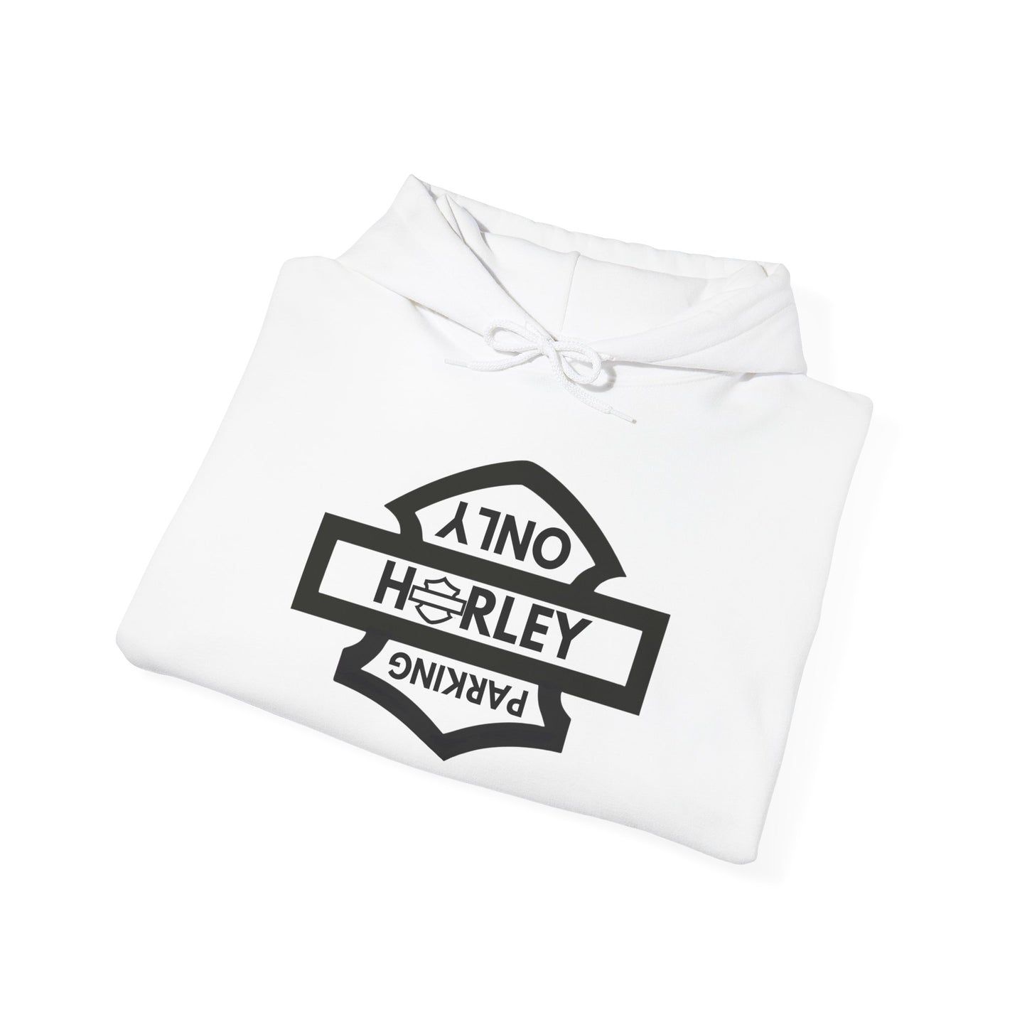 Biker Hoodie: Black Harley Parking Only Upside Down w/Black Lettering