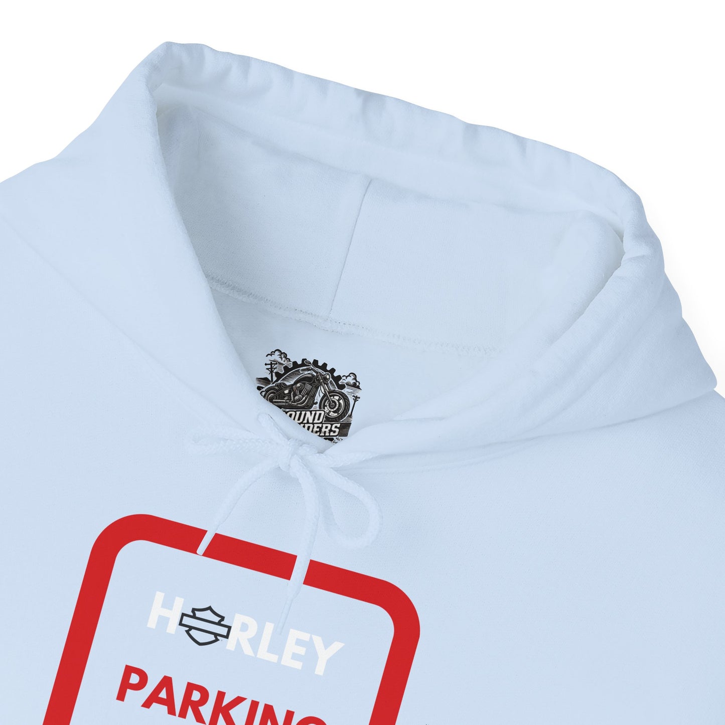Biker Hoodie: Red Harley Parking Only w/White & Red Lettering