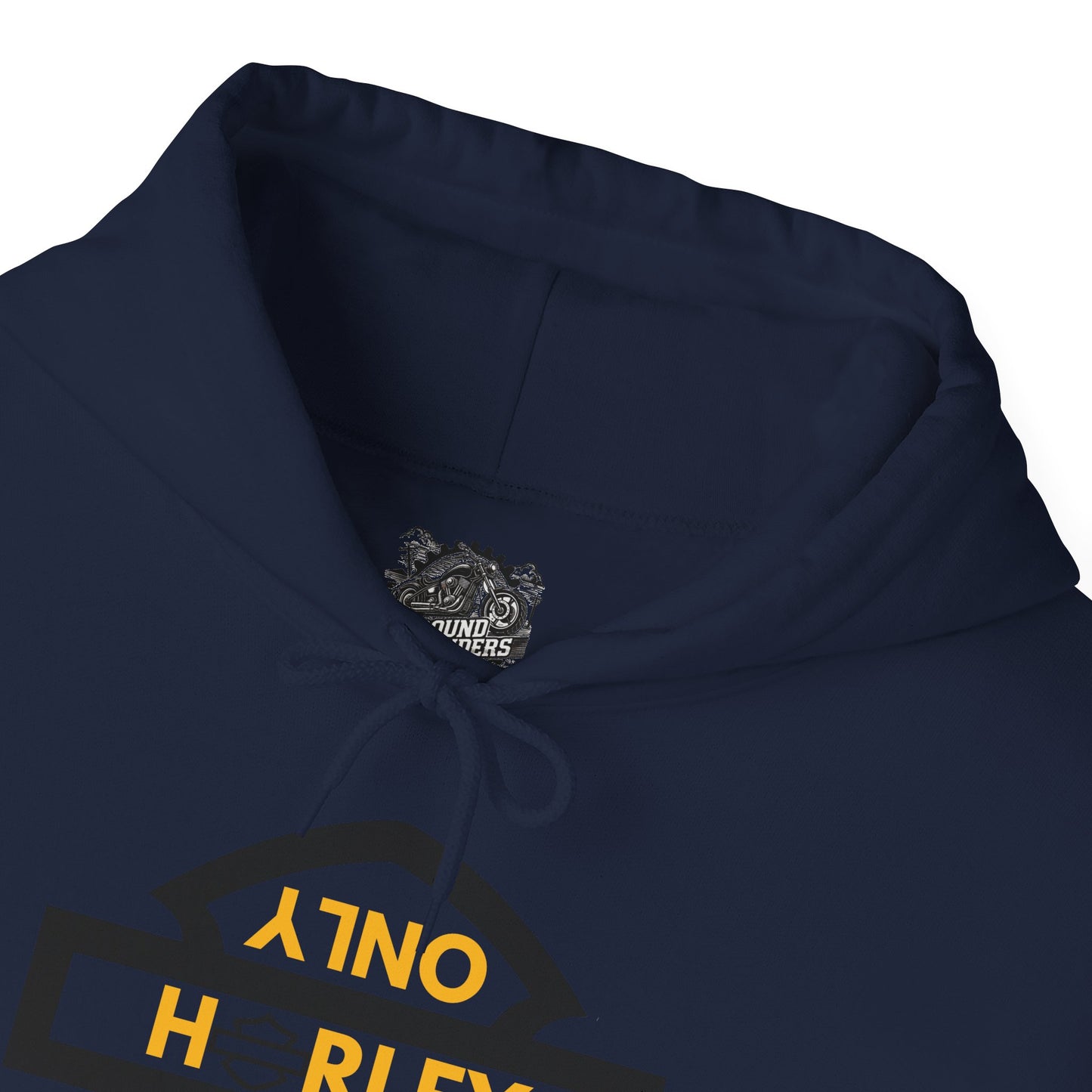 Biker Hoodie: Black Harley Parking Only Upside Down w/Gold Lettering