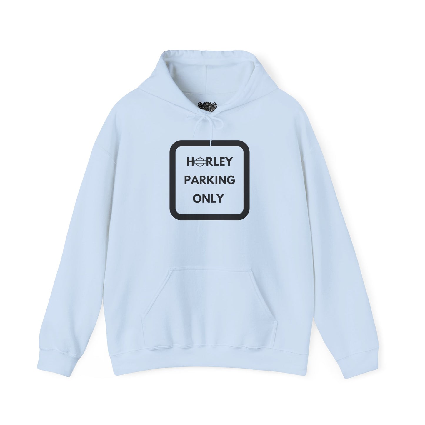 Biker Hoodie: Black Harley Parking Only w/Black Lettering