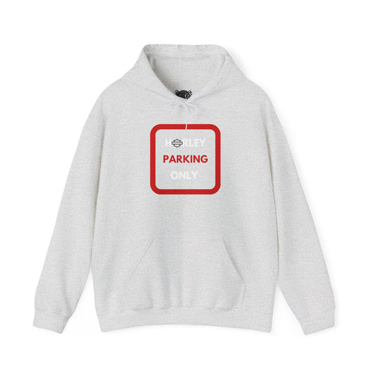 Biker Hoodie: Red Harley Parking Only w/White & Red Lettering