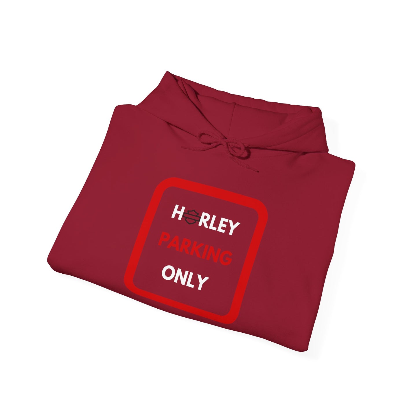 Biker Hoodie: Red Harley Parking Only w/White & Red Lettering