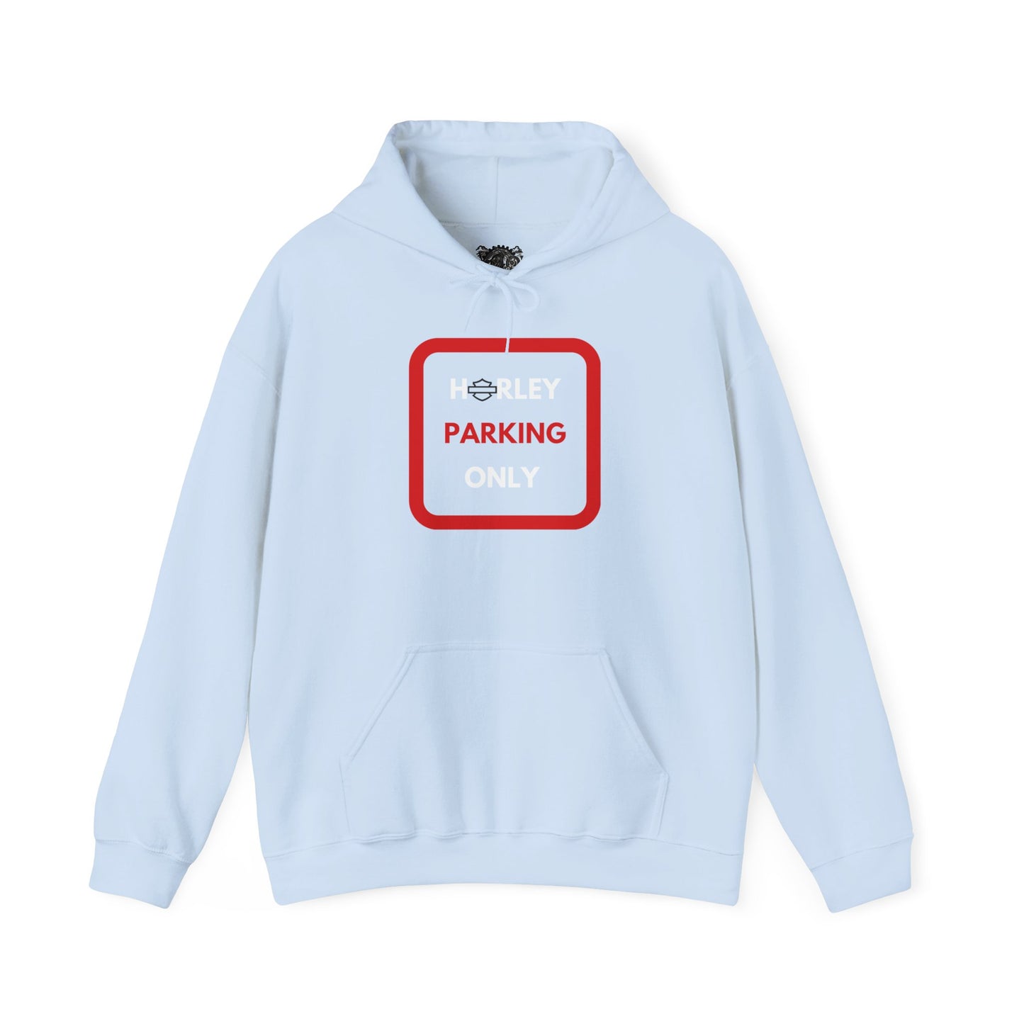 Biker Hoodie: Red Harley Parking Only w/White & Red Lettering