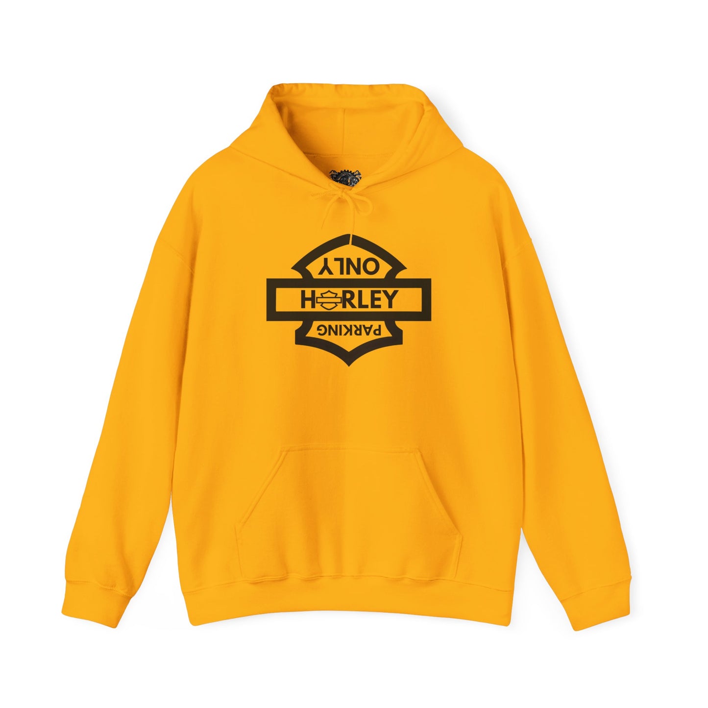 Biker Hoodie: Black Harley Parking Only Upside Down w/Black Lettering