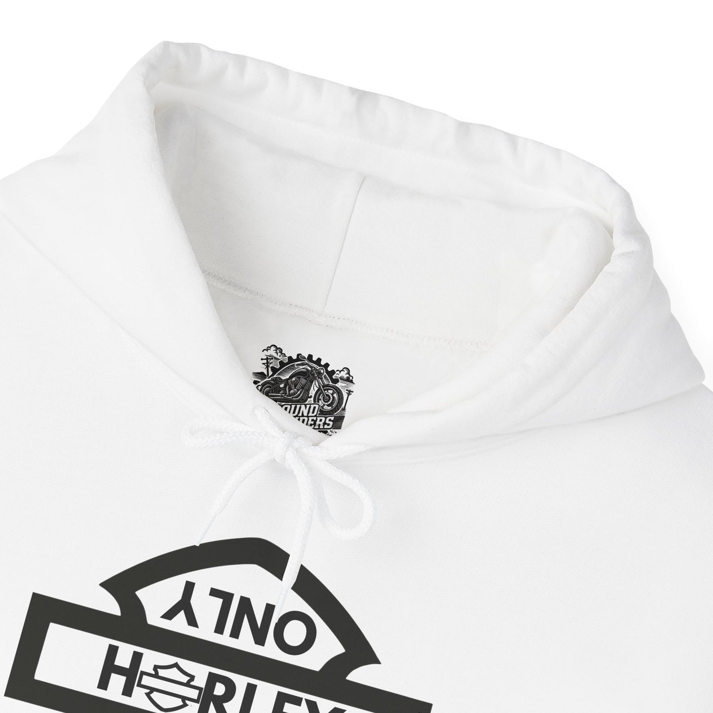 Biker Hoodie: Black Harley Parking Only Upside Down w/Black Lettering