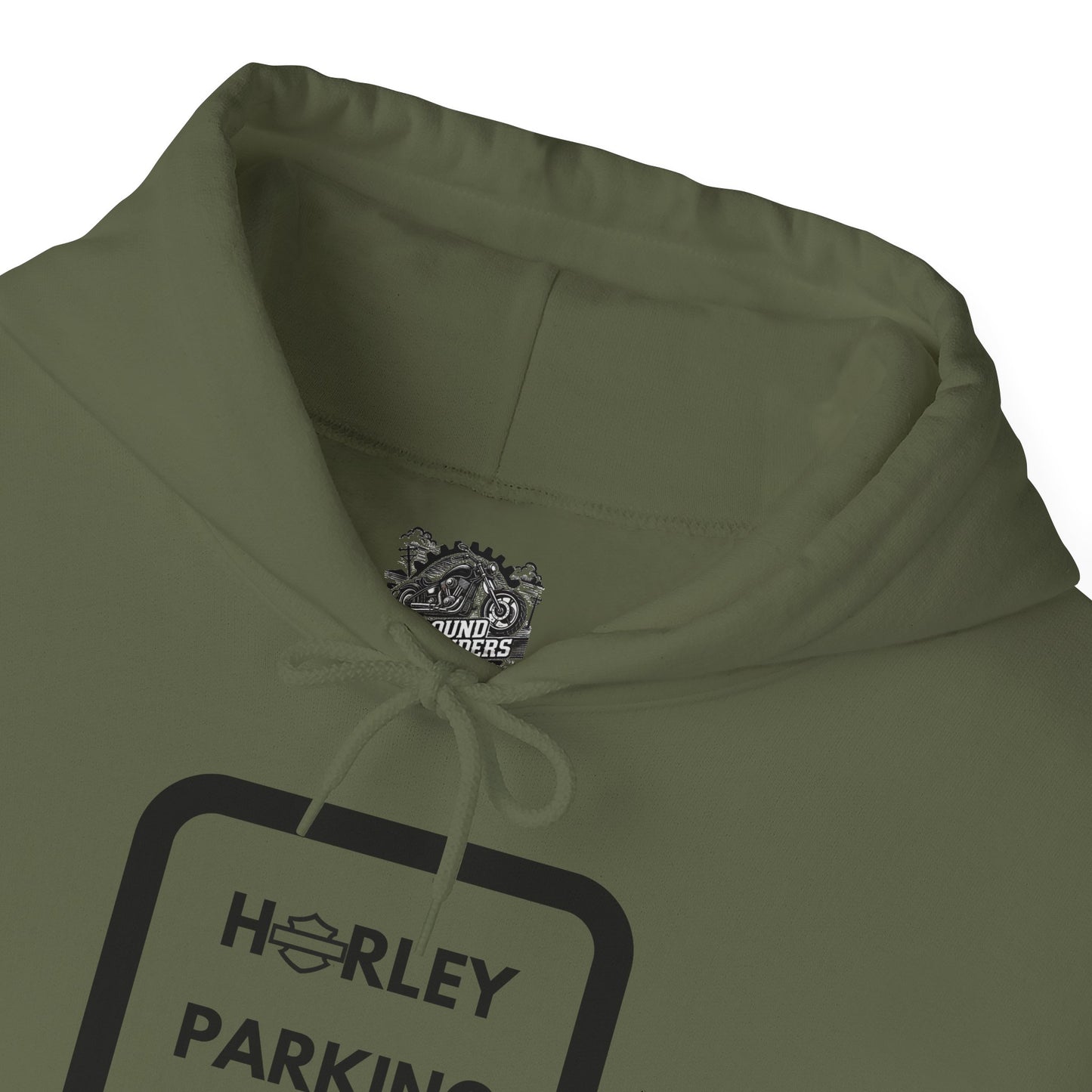 Biker Hoodie: Black Harley Parking Only w/Black Lettering