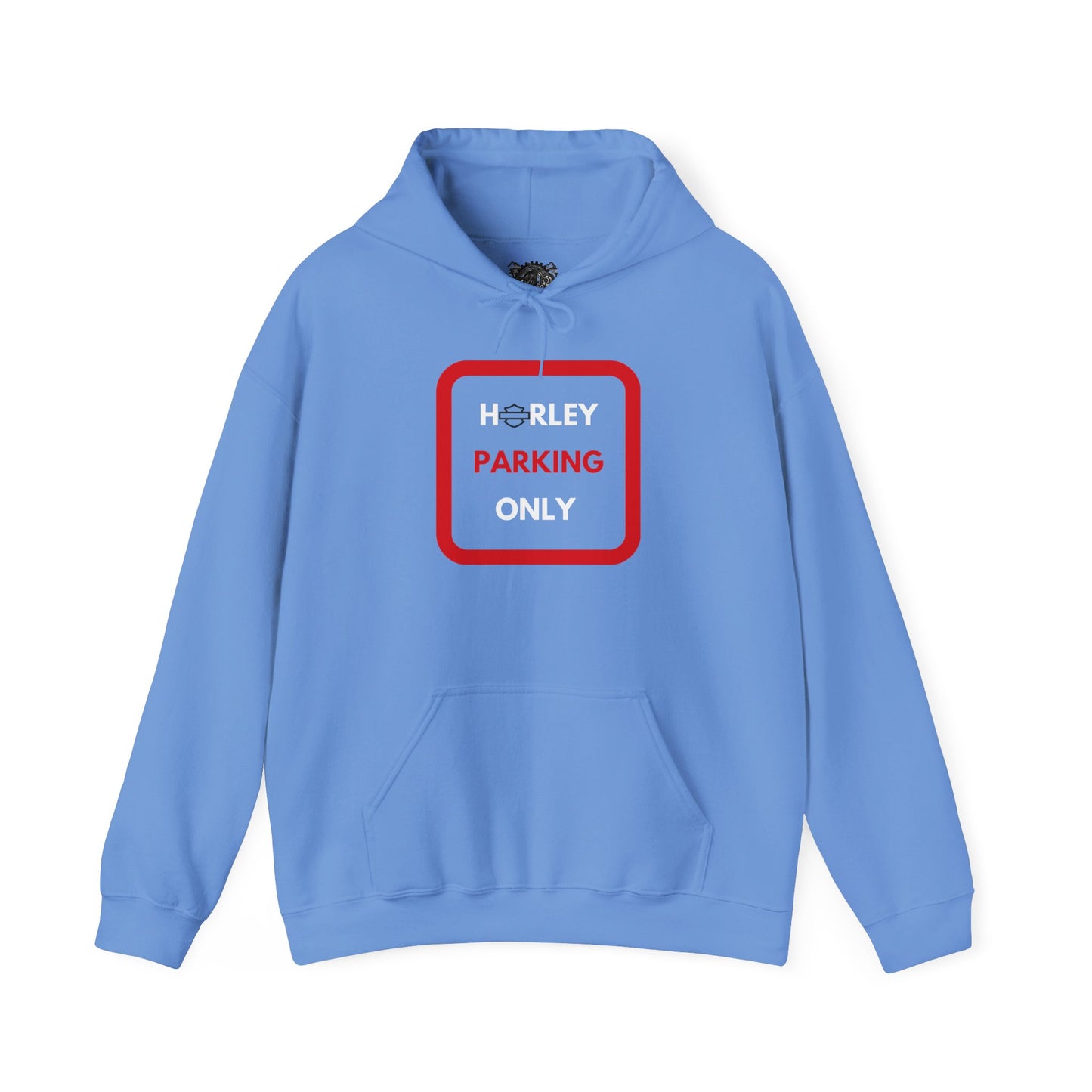 Biker Hoodie: Red Harley Parking Only w/White & Red Lettering