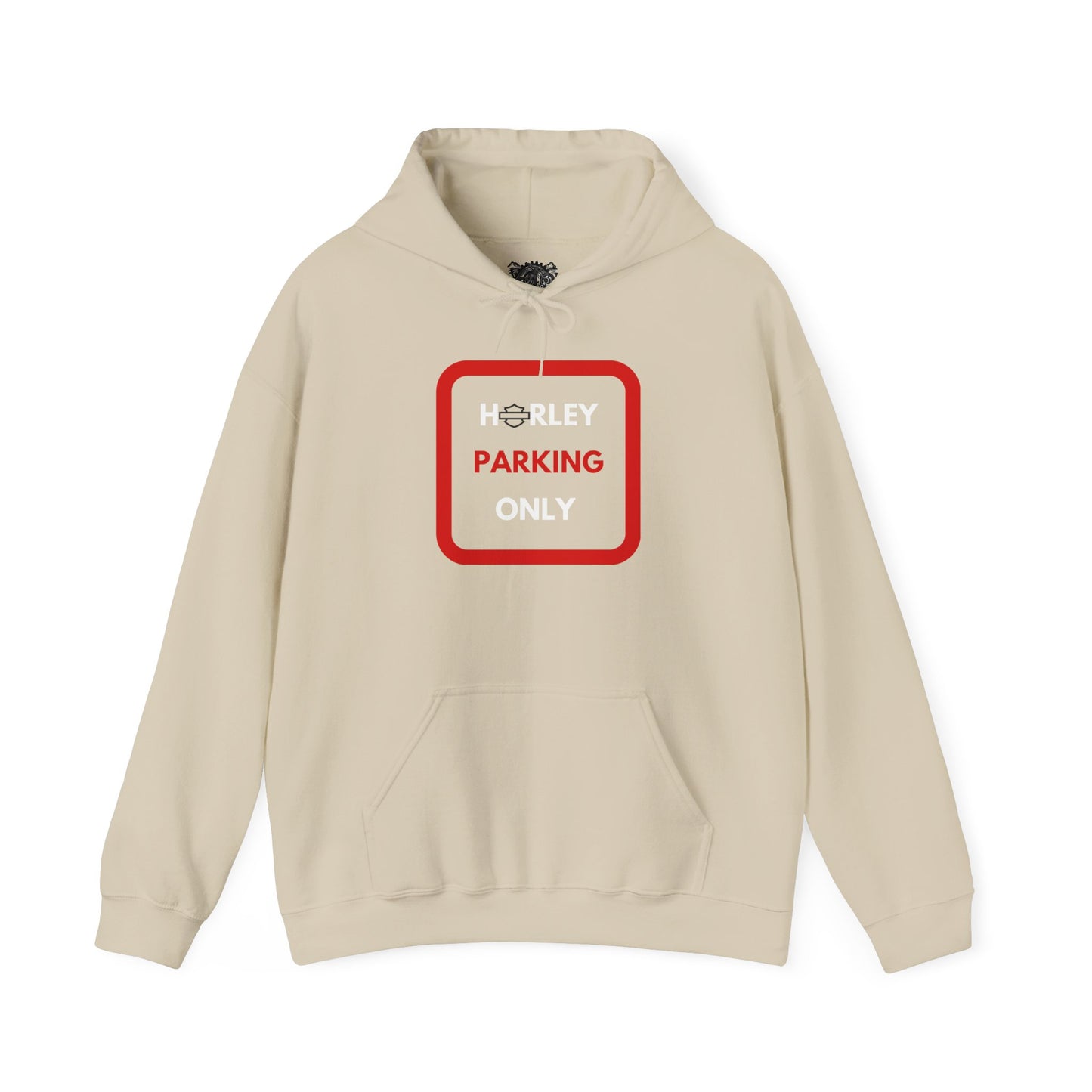 Biker Hoodie: Red Harley Parking Only w/White & Red Lettering