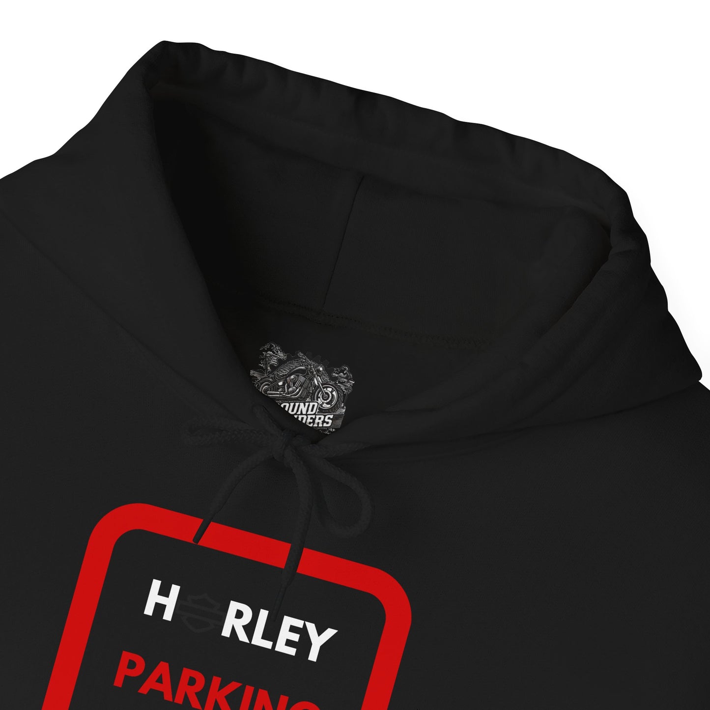 Biker Hoodie: Red Harley Parking Only w/White & Red Lettering